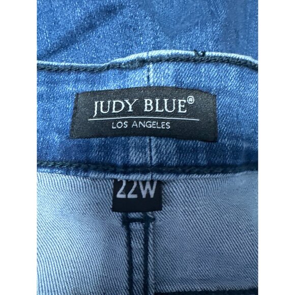 Judy Blue Distressed Cropped Skinny Jeans W/ Frayed Hem & Ripped Details Sz 22W - Picture 10 of 15